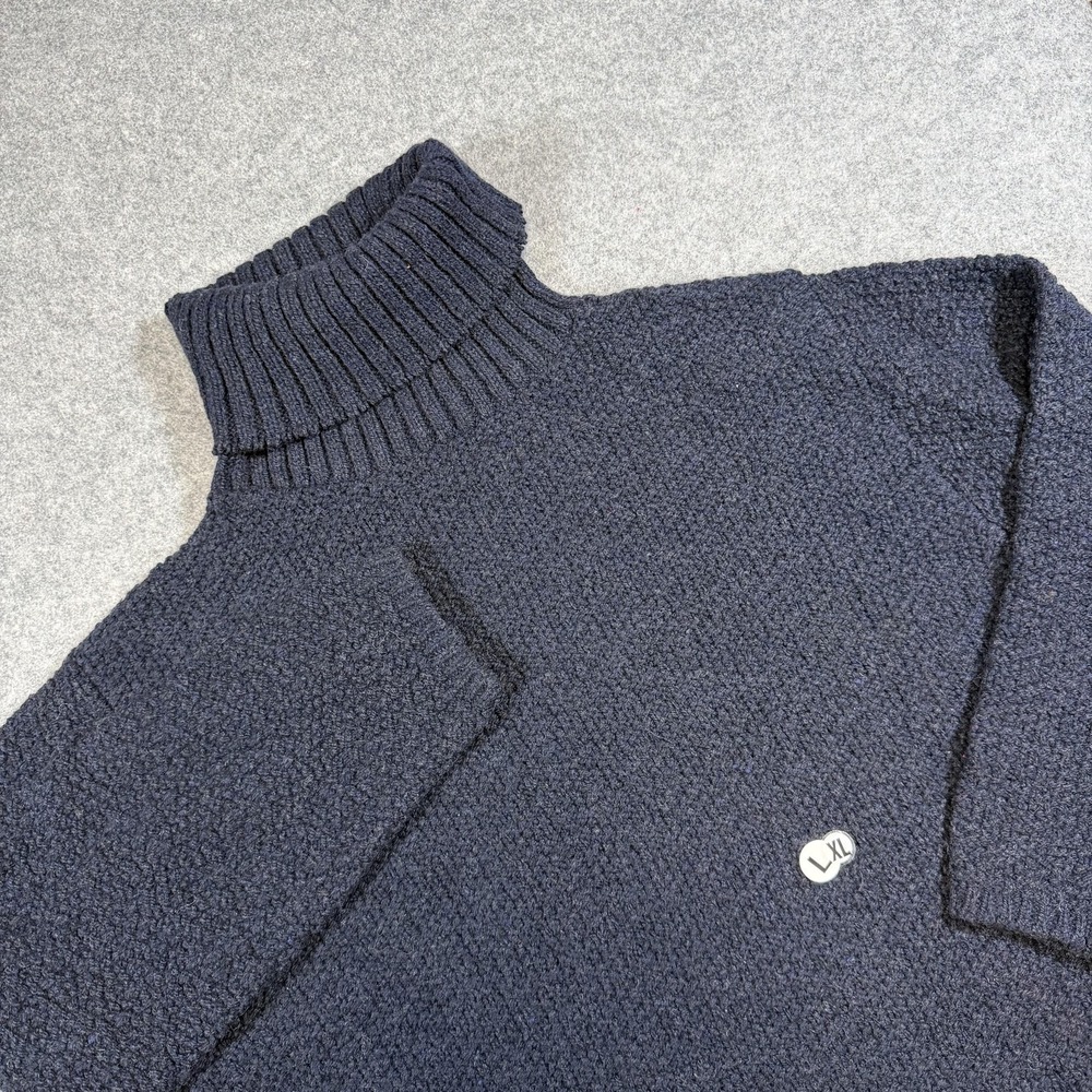 Vintage Northeast Knitting Mills Sweater Womens XL Blue Wool Turtleneck USA 90s